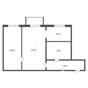 2-к квартира, вторичка, 47м2, 2/5 этаж