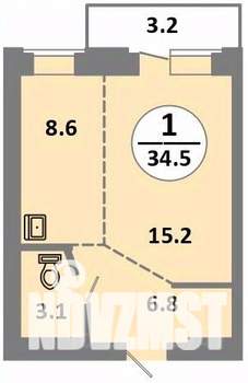 1-к квартира, вторичка, 35м2, 8/14 этаж