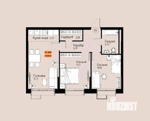 3-к квартира, вторичка, 55м2, 7/17 этаж