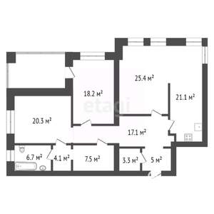 3-к квартира, вторичка, 129м2, 4/14 этаж