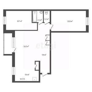 3-к квартира, вторичка, 62м2, 7/9 этаж