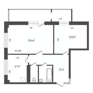 2-к квартира, вторичка, 46м2, 8/9 этаж