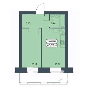 1-к квартира, вторичка, 41м2, 7/9 этаж