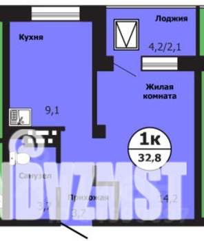 1-к квартира, строящийся дом, 33м2, 12/19 этаж