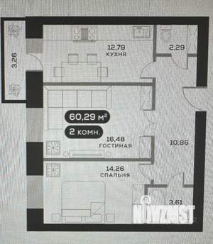 2-к квартира, вторичка, 60м2, 5/7 этаж