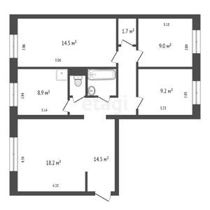 4-к квартира, вторичка, 82м2, 1/10 этаж