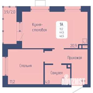 1-к квартира, вторичка, 47м2, 11/12 этаж