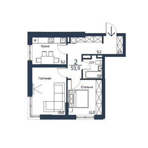 2-к квартира, вторичка, 54м2, 10/23 этаж