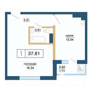 1-к квартира, вторичка, 38м2, 14/17 этаж