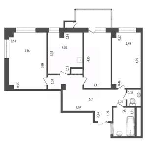 4-к квартира, вторичка, 80м2, 8/17 этаж