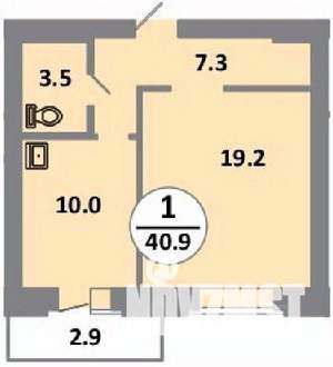 1-к квартира, строящийся дом, 41м2, 2/14 этаж