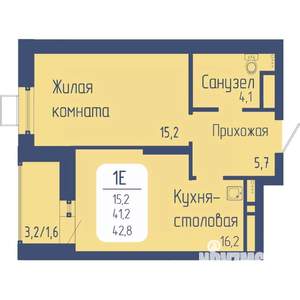 1-к квартира, вторичка, 43м2, 15/24 этаж