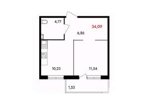 1-к квартира, вторичка, 34м2, 9/18 этаж