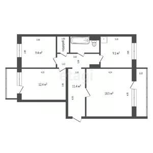 3-к квартира, вторичка, 68м2, 8/10 этаж