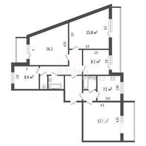 5-к квартира, вторичка, 93м2, 2/9 этаж