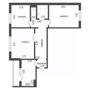 3-к квартира, вторичка, 66м2, 11/14 этаж