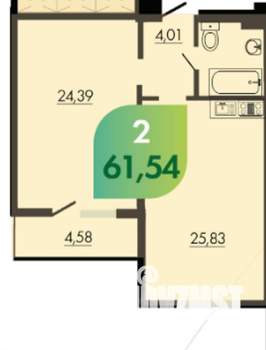 2-к квартира, вторичка, 62м2, 8/19 этаж