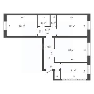 3-к квартира, вторичка, 64м2, 8/9 этаж