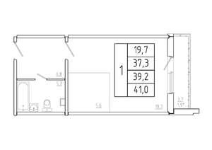 1-к квартира, строящийся дом, 39м2, 1/17 этаж