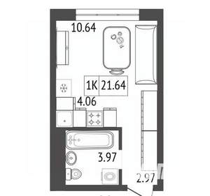 1-к квартира, вторичка, 22м2, 15/17 этаж