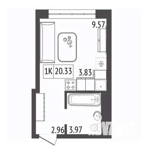 1-к квартира, вторичка, 20м2, 7/17 этаж