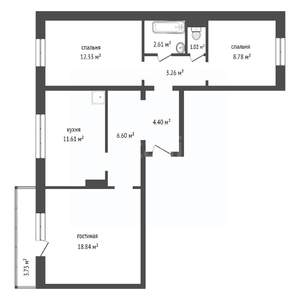 3-к квартира, вторичка, 70м2, 5/17 этаж