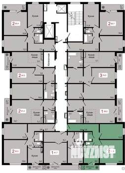 2-к квартира, строящийся дом, 55м2, 9/17 этаж