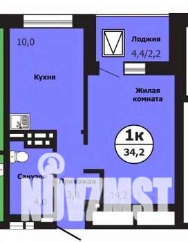 1-к квартира, вторичка, 34м2, 4/19 этаж