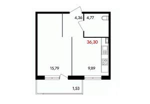 1-к квартира, вторичка, 36м2, 16/18 этаж