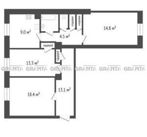3-к квартира, вторичка, 77м2, 5/5 этаж