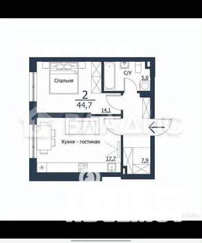 1-к квартира, вторичка, 45м2, 10/23 этаж