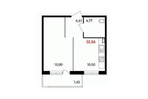 1-к квартира, вторичка, 36м2, 9/18 этаж