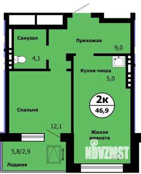 2-к квартира, сданный дом, 46м2, 14/19 этаж