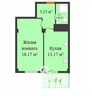 1-к квартира, вторичка, 39м2, 2/17 этаж