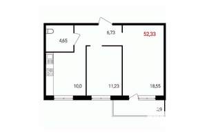 2-к квартира, вторичка, 52м2, 15/18 этаж