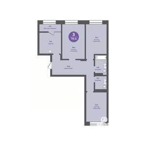 3-к квартира, вторичка, 79м2, 10/11 этаж