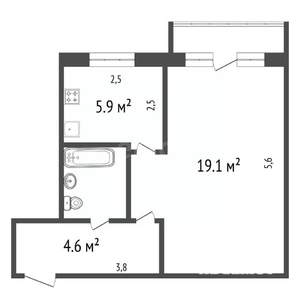 1-к квартира, вторичка, 33м2, 5/5 этаж