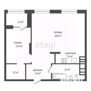 2-к квартира, вторичка, 58м2, 16/22 этаж