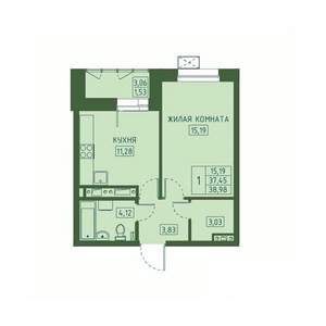 1-к квартира, вторичка, 39м2, 2/23 этаж