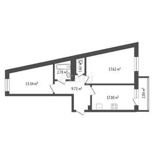 2-к квартира, сданный дом, 60м2, 8/15 этаж