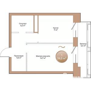 1-к квартира, вторичка, 39м2, 2/24 этаж