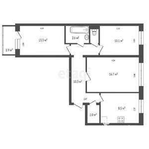 3-к квартира, вторичка, 63м2, 7/9 этаж