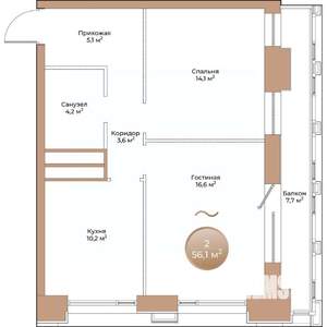 2-к квартира, вторичка, 56м2, 5/24 этаж