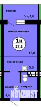 Студия квартира, вторичка, 27м2, 7/9 этаж