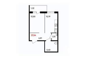 1-к квартира, вторичка, 38м2, 12/18 этаж