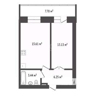 1-к квартира, вторичка, 41м2, 9/9 этаж