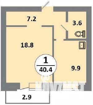 1-к квартира, строящийся дом, 41м2, 13/14 этаж