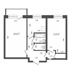2-к квартира, вторичка, 44м2, 2/5 этаж