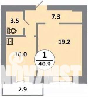1-к квартира, вторичка, 41м2, 11/14 этаж