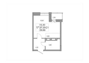 Студия квартира, вторичка, 30м2, 15/17 этаж